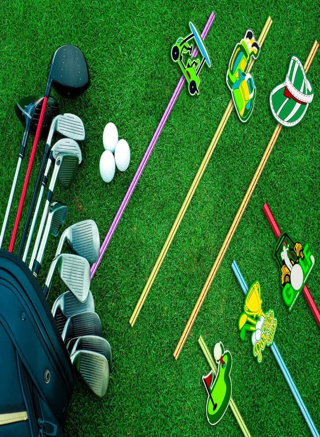 MEAXUR 24pcs Golf Themed Straight Reusable Straws for Golf Party Favor Gift Bags,Daily Drinking Straws,Birthday Party,Class Reunions,Sports Golf Party Supplies,With 2 Cleaning Brushes.(6color) - Image 5